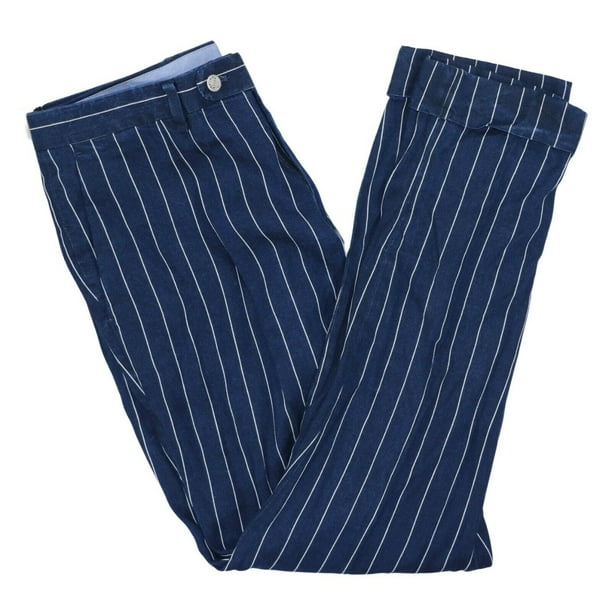 100% Rayon Office Wear Blue Long Blue Top With Striped Pant Formal Outfit 100% Rayon Office Wear Blue Long Blue Top With Striped Pant Formal Outfit